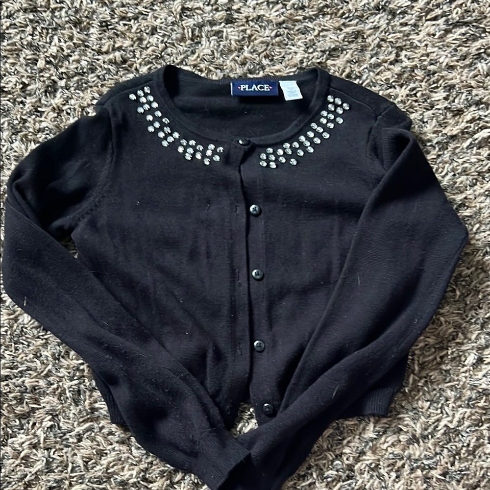 The Children's Place Black Embellished Sweater Size M 7/8